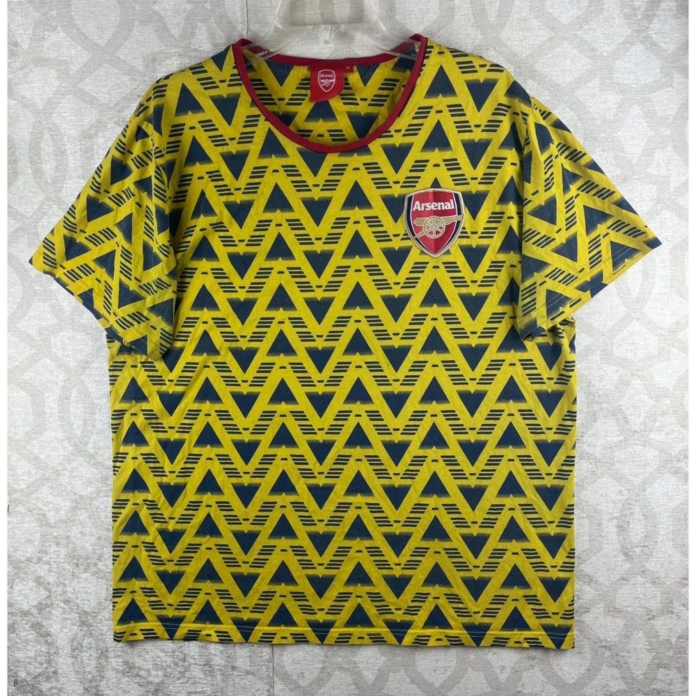 Arsenal FC Bruised Banana Graphic Tee Mens XL Yellow Retro Soccer Shirt
